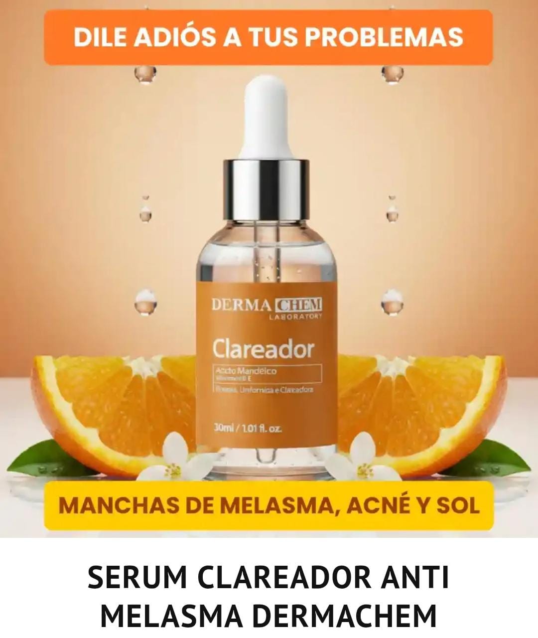 Sérum Aclarante DermaChem – Ácido Mandélico 1% + Niacinamida 5% | Anti-Manchas y Tono Uniforme (30 ml)